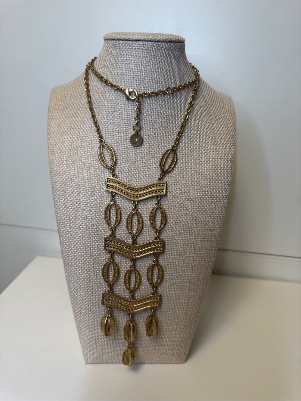 Stella & Dot Antique Gold Multi-Link Statement Necklace